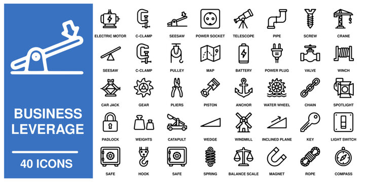Business leverage collection, 40 symbols for corporate use