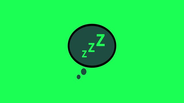 Sleeping icon illustration with zzzs on bright green background