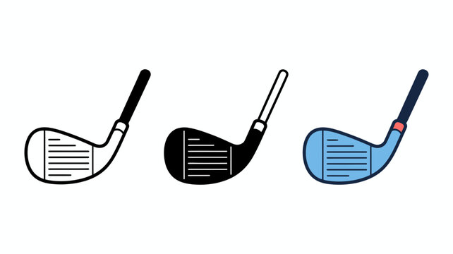 golf club head icon set for sports equipment and golf design