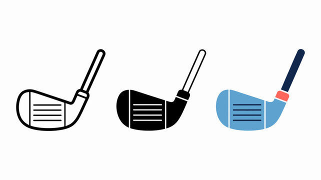 golf club head icon set for sports equipment and golf design