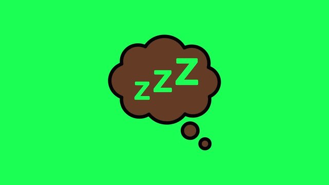 Dreaming thought bubble with zzz letters on a green background