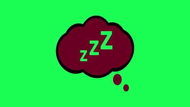 Dreaming thought bubble with zzz letters on a green background