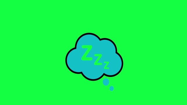 Cartoon sleep bubble with zzz letters on bright green background