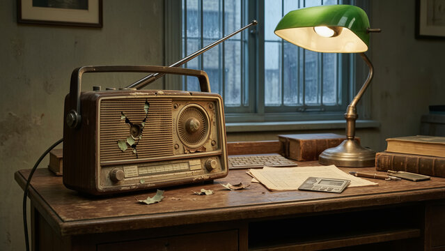 Vintage Wooden Radio in a Nostalgic Traditional Interior