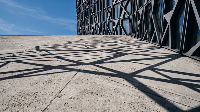 Geometric Shadows on Concrete from Modern Building Facade