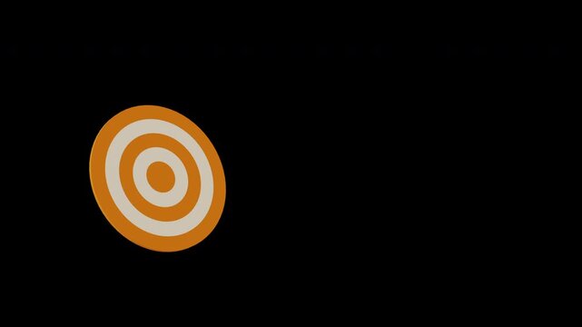 One dart hitting the target while others miss on black background, representing partial success, mixed results, selective achievement, business performance and goal progress in motion graphic style.