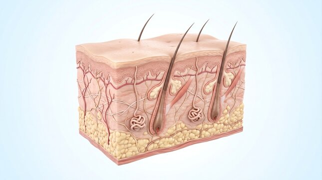 Healthy Human Skin Anatomy with Epidermis Dermis and Hair Follicles