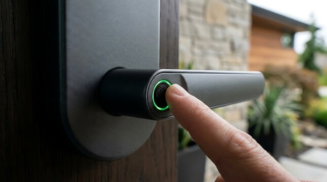 Fingerprint Scanner Door Lock Being Activated Outside
