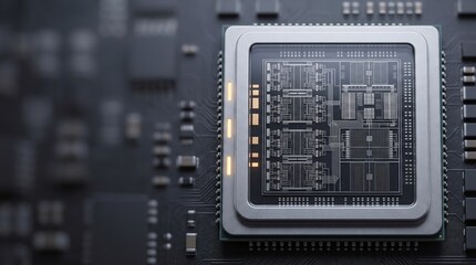Fototapeta premium Advanced 3nm GAA logic processor microchip 3D illustration with copy space