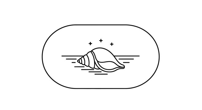 conch shell in water, simple line art