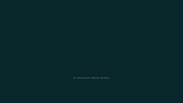 AI Assistant Mood States Animation Showing Normal Loading And Active Status Icons On Dark Teal Background For User Design