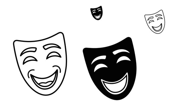 Three classic comedy and tragedy theater masks