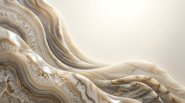 Abstract beige agate stone texture with flowing waves