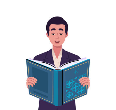 Male Teacher Reading Open Book