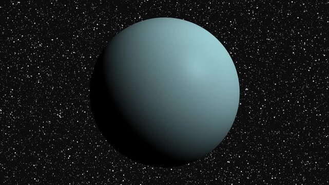 Planet Uranus rotating in deep space with a starry background