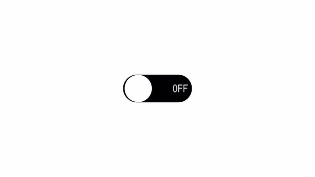 On off toggle switch button animation on transparent background 4k video. Turning on-off animation.
