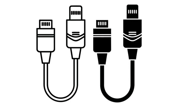Four different types of USB and Lightning cables