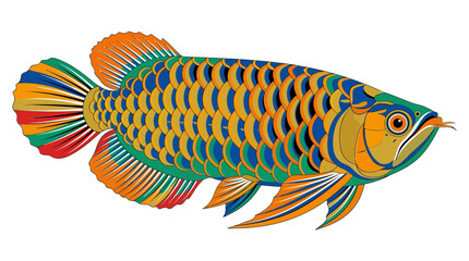 Colorful Asian Arowana Fish Vector Illustration © Sinyo