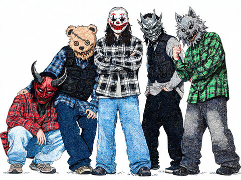 Grunge Urban Monster Mask Streetwear Squad Illustration