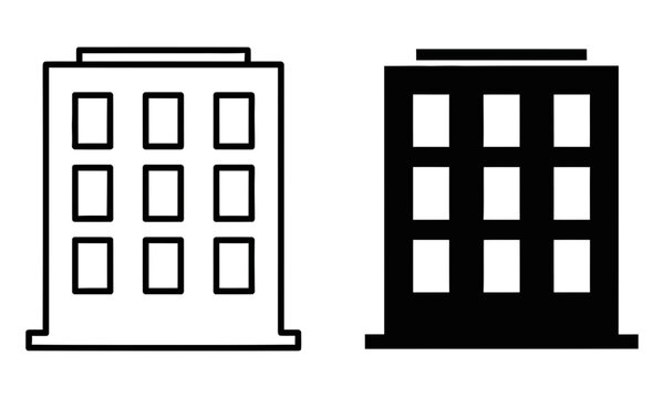 Minimalist black and white building comparison illustration