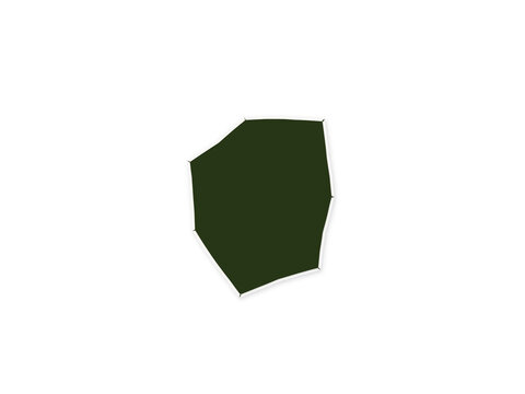 Minimalist dark green abstract shape isolated on a clean white background