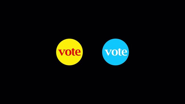 Animated click vote button online voting motion graphics video footage in 4k animation with alpha channel  on transparent background 