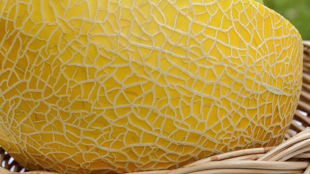 Close Up of Yellow Melon Skin Texture