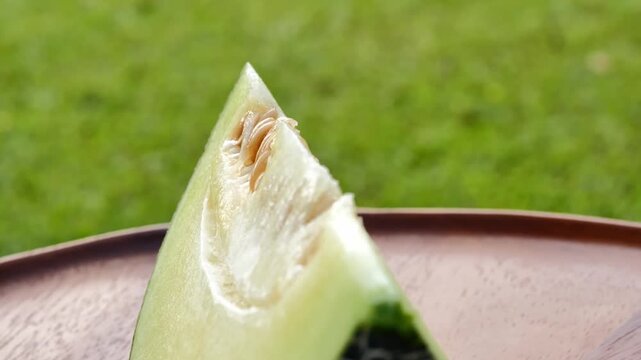 Sliced Melon on Wooden plate