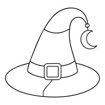 Witch Hat with Crescent Moon Halloween Stained Glass Pattern