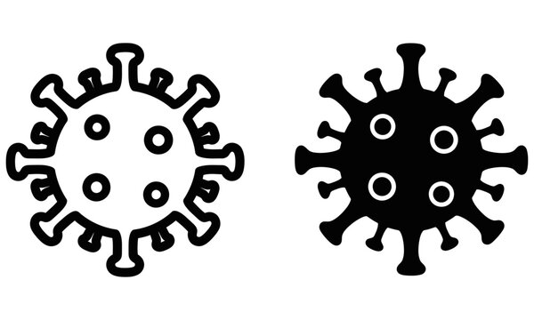 Simple black and white virus illustration icons