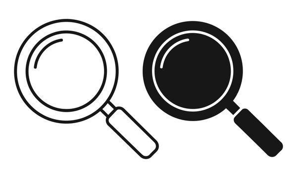 Black and white magnifying glass icons side by side