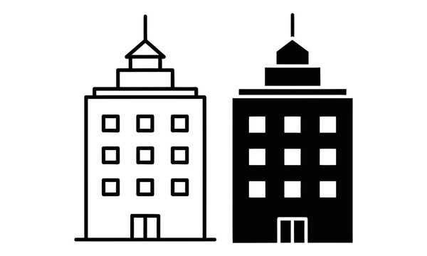 Two simple modern apartment buildings side by side