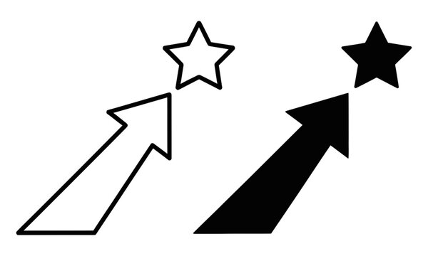 Upward arrow with star icon illustrating growth and success