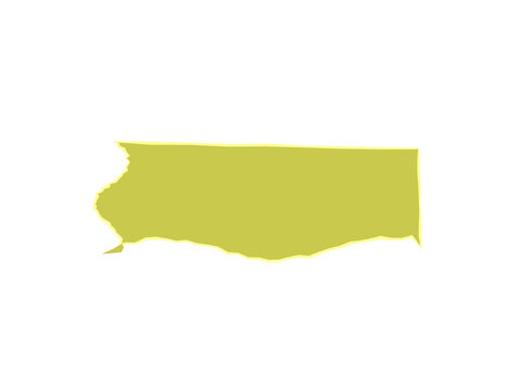 Minimalist olive green rectangular shape with a rough torn edge on white