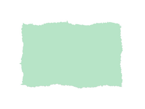 A light mint green rectangular paper cutout with rough torn edge texture