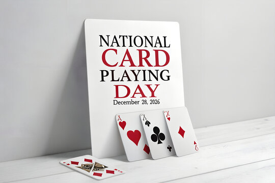 National card playing day poster banner with playing cards national december