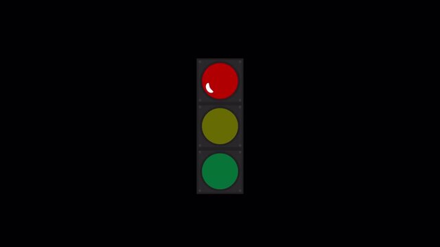 Traffic Light Red Yellow Green Changing Animation Alpha Channel Seamless Loop 4K