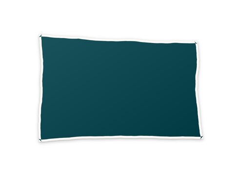 Dark teal rectangular textile fabric with a white border isolated on white