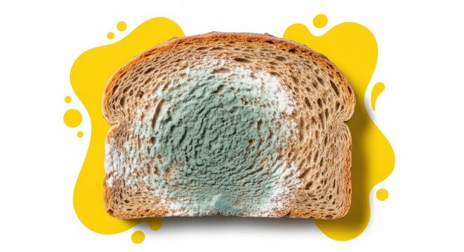 Moldy Bread Slice With Colorful Background Isolated For Food Spoilage Concept