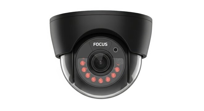 Black Dome Security Camera With Infrared Lens For Home And Business Surveillance