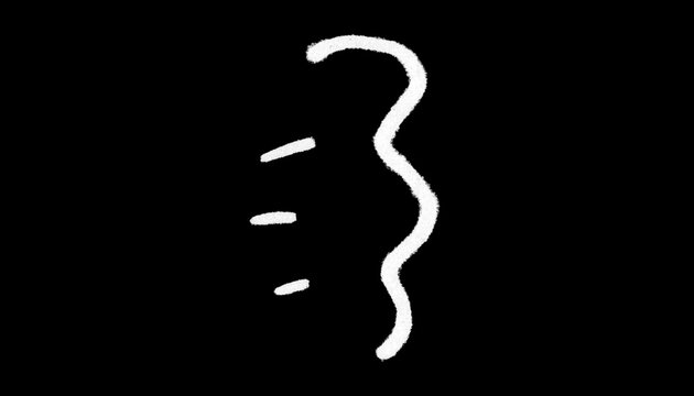 Curly Brace Symbol Doodle &mdash; Hand Drawn White Line Bracket Icon on Black Background for Print and T-shirt Design