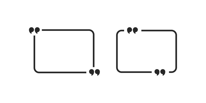 Two modern black quote boxes with rounded corners and quotation marks isolated on a white background