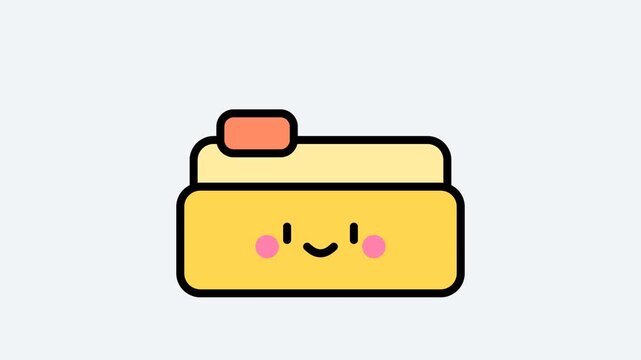 Cute Cartoon Filing Box With Documents and Folders
