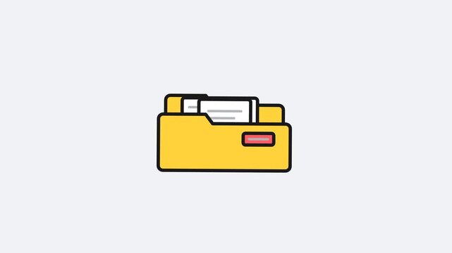 Yellow Document Folder Icon Flat Design