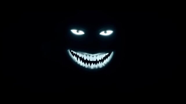 Scary Eyes and Sinister Smile in Black Background