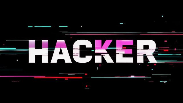 Hacker Text with Colorful Digital Glitch Effect