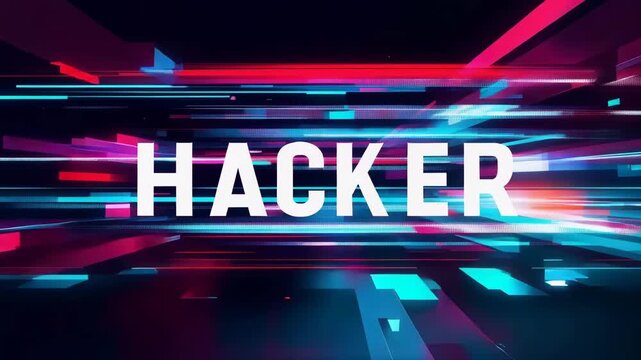 Cyber Hacker Glitch Typography on Black Background