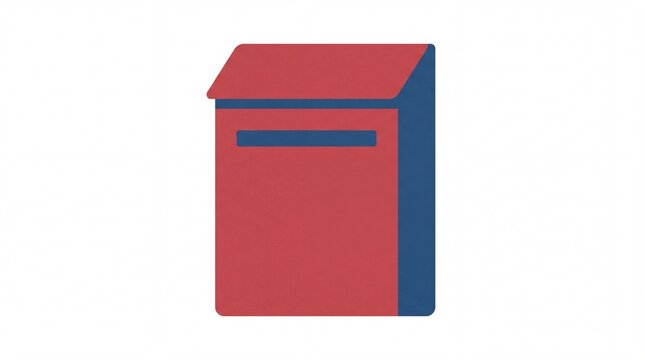 Red wall mounted metal mailbox post box with letter slot, postal delivery mail collection container flat vector graphic illustration isolated on white