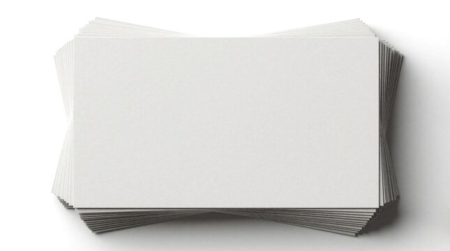 Stack of blank white RSVP cards on clean background. Offers ample copy space for event invitations personal notes and custom designs. Minimalist paper stationery asset.