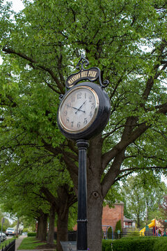 Clock on the corner of Mansion Hill Park in Newport, Kentucky. Historic District.